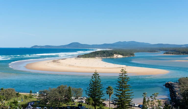 Semi-circular sandy beach, Nambucca Heads, Australia